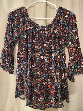 Style & Co. Black Floral Blouse